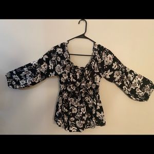 Black Floral Babydoll top